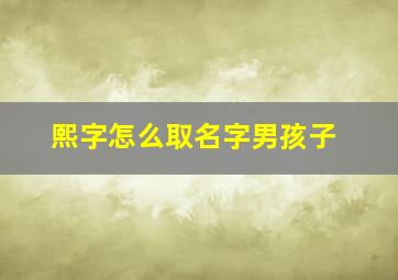 熙字怎么取名字男孩子