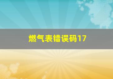 燃气表错误码17