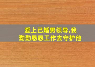 爱上已婚男领导,我勤勤恳恳工作去守护他