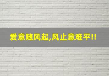 爱意随风起,风止意难平!!