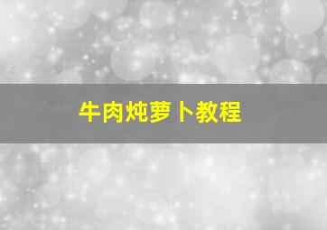 牛肉炖萝卜教程