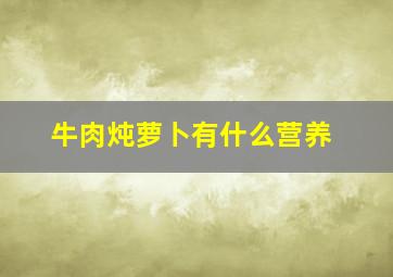 牛肉炖萝卜有什么营养