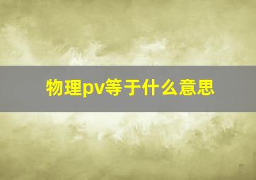 物理pv等于什么意思