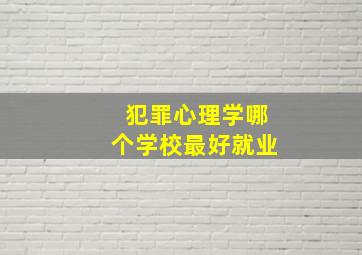 犯罪心理学哪个学校最好就业