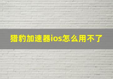 猎豹加速器ios怎么用不了