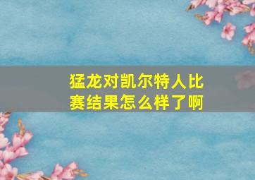 猛龙对凯尔特人比赛结果怎么样了啊