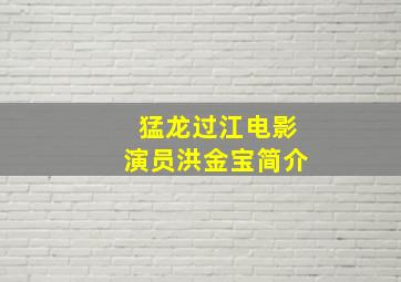 猛龙过江电影演员洪金宝简介