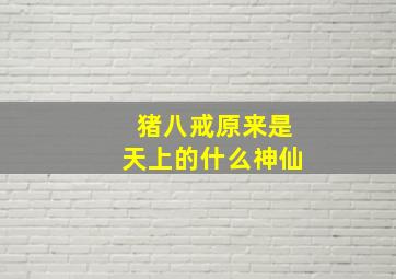 猪八戒原来是天上的什么神仙