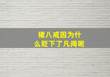 猪八戒因为什么贬下了凡间呢