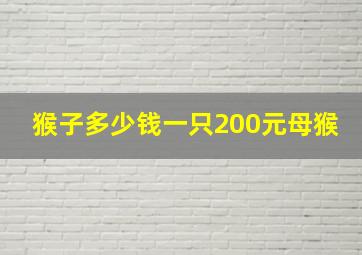 猴子多少钱一只200元母猴