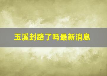 玉溪封路了吗最新消息