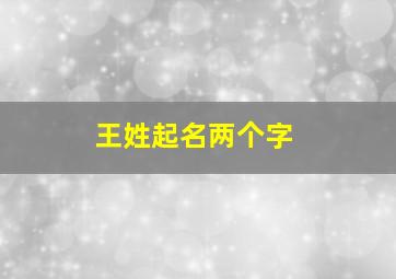 王姓起名两个字