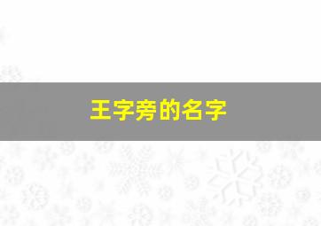 王字旁的名字