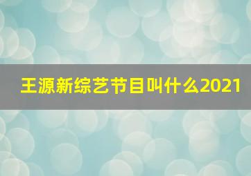 王源新综艺节目叫什么2021