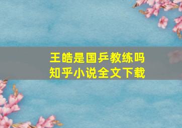 王皓是国乒教练吗知乎小说全文下载