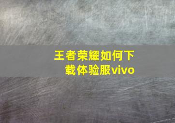 王者荣耀如何下载体验服vivo