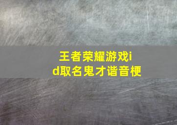 王者荣耀游戏id取名鬼才谐音梗