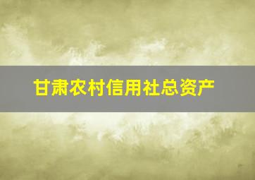 甘肃农村信用社总资产