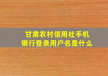 甘肃农村信用社手机银行登录用户名是什么