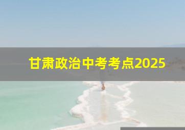 甘肃政治中考考点2025