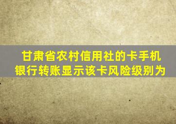 甘肃省农村信用社的卡手机银行转账显示该卡风险级别为