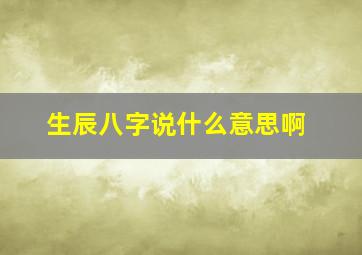 生辰八字说什么意思啊