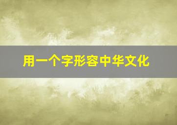 用一个字形容中华文化