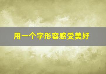 用一个字形容感受美好