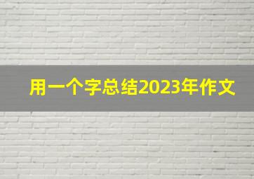 用一个字总结2023年作文