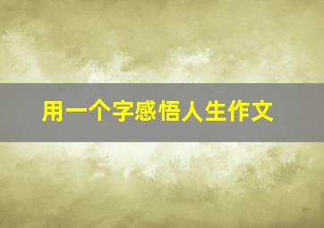 用一个字感悟人生作文