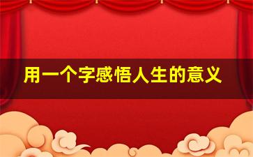 用一个字感悟人生的意义