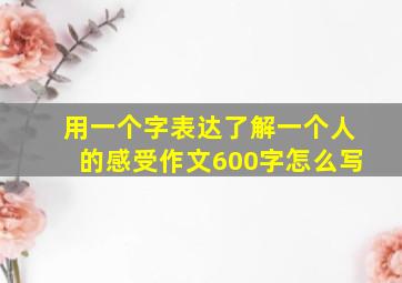 用一个字表达了解一个人的感受作文600字怎么写