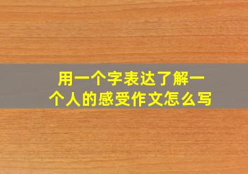 用一个字表达了解一个人的感受作文怎么写