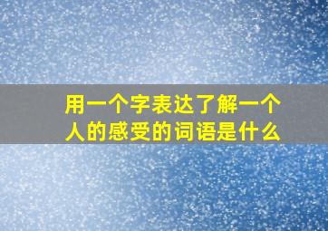 用一个字表达了解一个人的感受的词语是什么