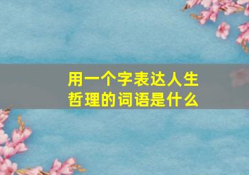 用一个字表达人生哲理的词语是什么