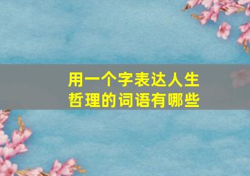 用一个字表达人生哲理的词语有哪些