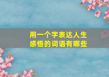 用一个字表达人生感悟的词语有哪些