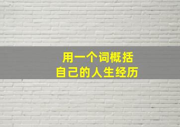 用一个词概括自己的人生经历