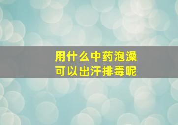 用什么中药泡澡可以出汗排毒呢