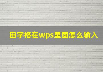 田字格在wps里面怎么输入