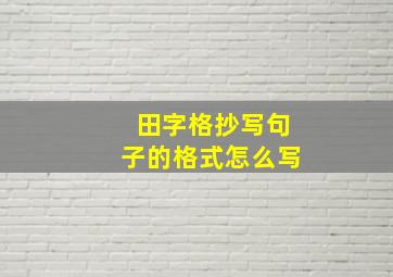 田字格抄写句子的格式怎么写