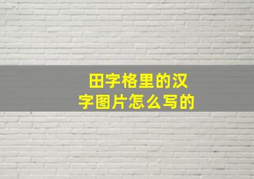 田字格里的汉字图片怎么写的