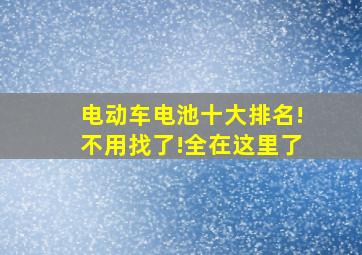 电动车电池十大排名!不用找了!全在这里了