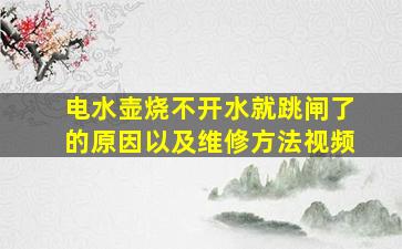 电水壶烧不开水就跳闸了的原因以及维修方法视频