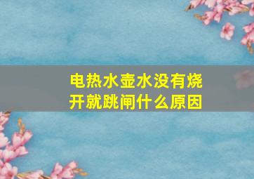 电热水壶水没有烧开就跳闸什么原因