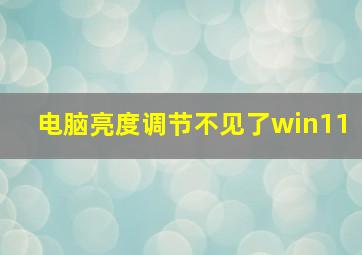 电脑亮度调节不见了win11