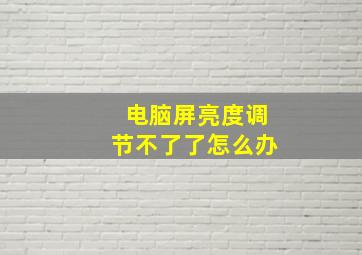 电脑屏亮度调节不了了怎么办