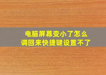 电脑屏幕变小了怎么调回来快捷键设置不了