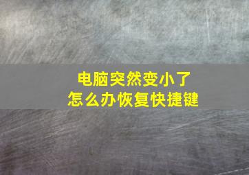 电脑突然变小了怎么办恢复快捷键