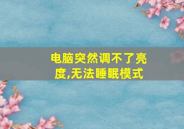 电脑突然调不了亮度,无法睡眠模式